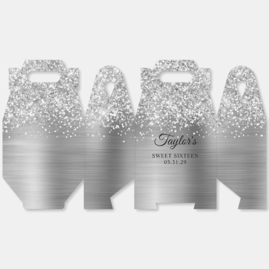 Glittery Silver Glam 16 . Geburtstag Geschenkschachtel (Ungeklappt)