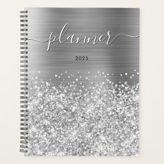 Glittery Silver Glam 2025 Planer (Vorderseite)