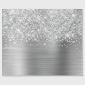 Glittery Silver Glam Geschenkpapier (Flach)