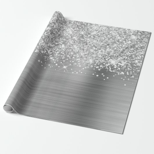 Glittery Silver Glam Geschenkpapier (Ungerollt)