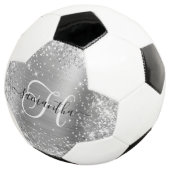 Glittery Silver Glam Monogram Fußball (Dreiviertel)