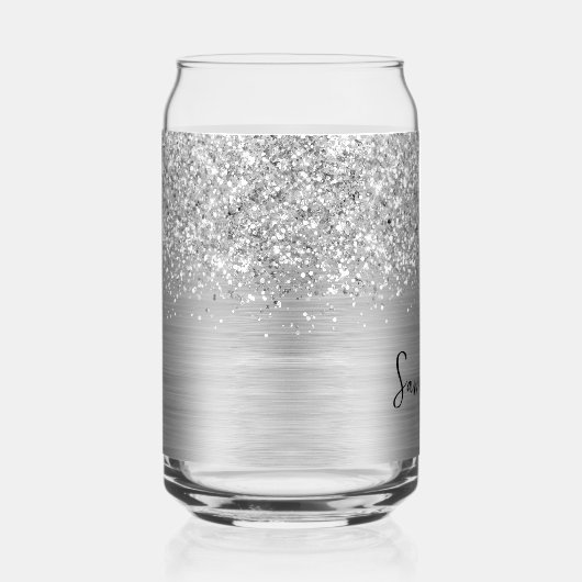 Glittery Silver Glam Name Dosenglas (Rechts)