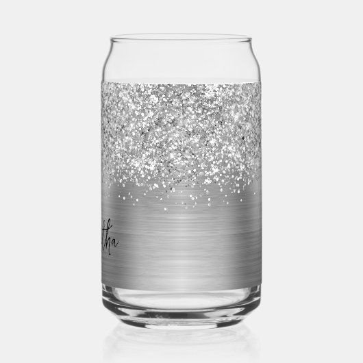 Glittery Silver Glam Name Dosenglas (Links)