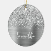 Glittery Silver Glam Name Foto Keramik Ornament (Links)