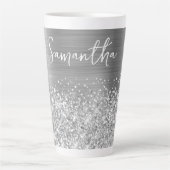 Glittery Silver Glam Name Milchtasse (Vorderseite)