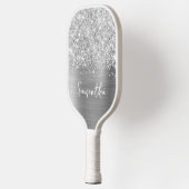 Glittery Silver Glam Name Pickleball Schläger (Links)