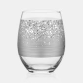 Glittery Silver Glam Name Weinglas Ohne Stiel (Rechts)
