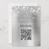Glittery Silver Glam Online Registry Baby Dusche Einladung (Rückseite)