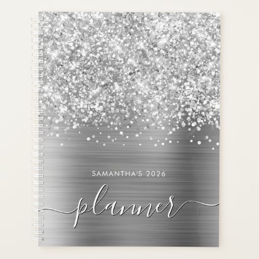 Glittery Silver Glam Planer (Vorderseite)