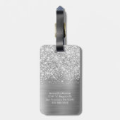 Glittery Silver Glam Script Name Gepäckanhänger (Rückseite vertikal)