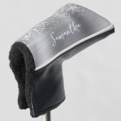 Glittery Silver Glam Script Name Golf Headcover (3/4 Vorderseite)