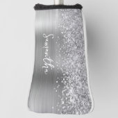 Glittery Silver Glam Script Name Golf Headcover (Rotieren 90)