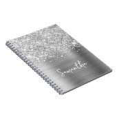 Glittery Silver Glam Script Name Notizblock (Rechte Seite)