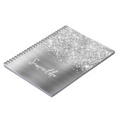 Glittery Silver Glam Script Name Notizblock (Linke Seite)