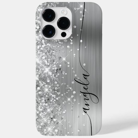 Glittery Silver Glam Signature Case-Mate iPhone Hülle (Rückseite)