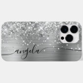 Glittery Silver Glam Signature Case-Mate iPhone Hülle (Rückseite (Horizontal))