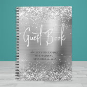 Glittery Silver Glam Wedding Gäestbook Notizblock