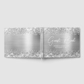 Glittery Silver Glam Wedding Gästebuch (Voll)