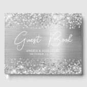 Glittery Silver Glam Wedding Gästebuch (Vorderseite)