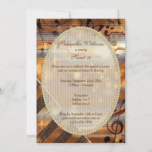 Glittery Silver & Gold Musiknoten Sweet 16 Einladung (Rückseite)