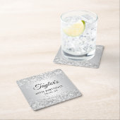 Glittery Silver Gradient 40. Geburtstag Rechteckiger Pappuntersetzer (Vor Ort)