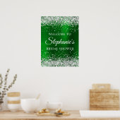 Glittery Silver Green Foil Bridal Shower Welcome Poster (Küche)