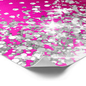 Glittery Silver Hot Pink Foil Bridal Shower Poster (Ecke)