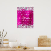 Glittery Silver Hot Pink Foil Bridal Shower Poster (Küche)