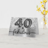 Glittery Silver Leopard Glam 40 and Fabulous Karte (Gelbe Blume)