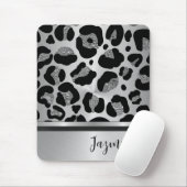 Glittery Silver Leopard Safari Print Mousepad (Mit Mouse)