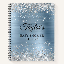 Glittery Silver Light Blue Foil Babydusche Notizblock