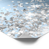 Glittery Silver Light Blue Foil Bridal Shower Poster (Ecke)