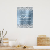 Glittery Silver Light Blue Foil Bridal Shower Poster (Küche)