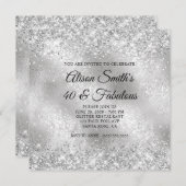 Glittery Silver Mattiert Glass 40 & Fabulous Einladung (Vorne/Hinten)