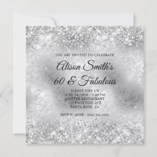 Glittery Silver Mattiert Glass 60 & Fabulous Einladung
