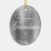 Glittery Silver Mein erstes Weihnachten als Oma Keramik Ornament (Rechts)