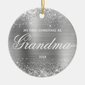 Glittery Silver Mein erstes Weihnachten als Oma Keramik Ornament (Vorne)