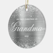 Glittery Silver Mein erstes Weihnachten als Oma Keramik Ornament (Links)