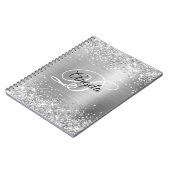 Glittery Silver Metallic Extravagant Monogram Notizblock (Linke Seite)