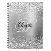 Glittery Silver Metallic Extravagant Monogram Notizblock (Vorderseite)