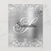 Glittery Silver Monogram 21. Einladung Flyer (Hinten)