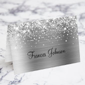 Glittery Silver Name Platzkarten Tischnummer