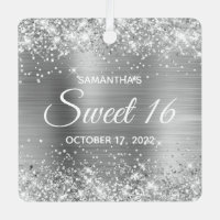 Glittery Silver Ombre Foil Sweet 16