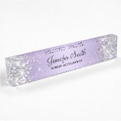 Glittery Silver Pale Lavender Gradient Namensplakette