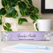 Glittery Silver Pale Lavender Gradient Namensplakette
