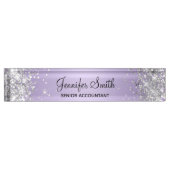 Glittery Silver Pale Lavender Gradient Namensplakette (Vorderseite)