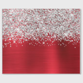 Glittery Silver Red Glam Geschenkpapier (Flach)