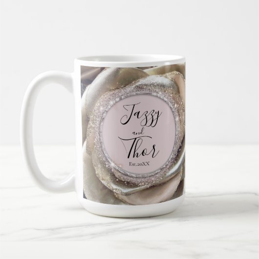 Glittery Silver Rose Petals Personalisiert Kaffeetasse (Links)