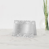 Glittery Silver Shimmer glänzend Vielen Dank Karte (Rückseite)