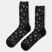 Glittery Silver Snowflake Muster auf schwarz Socken (Linkes Detail)